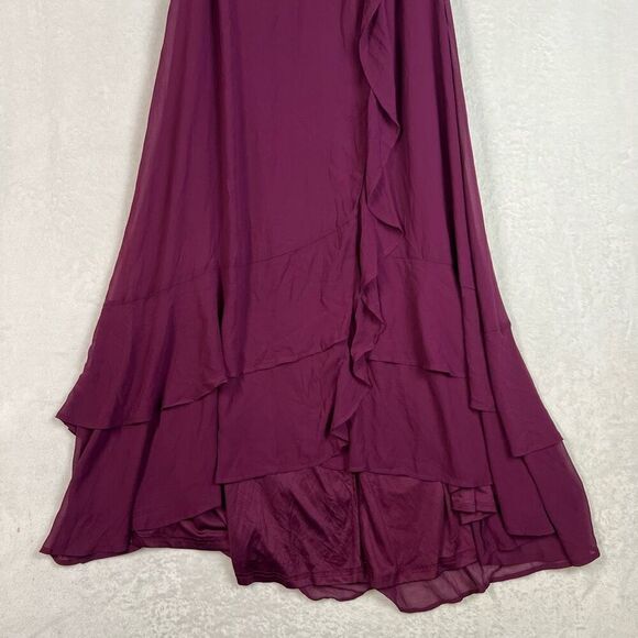 Lulus Lorenz Plum Purple Ruffled Lace-Up Maxi Dress Size M NWT - Picture 7 of 15